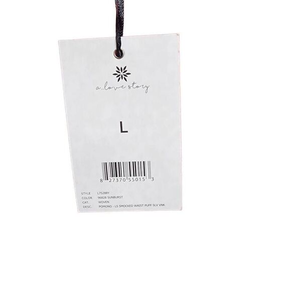 A Love Story Pomono Sunburst Puff Sleeve NWT Top Size Large - Picture 4 of 8